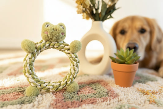 Hoppy Hour — Squeaky Macrame Frog Rope Toy